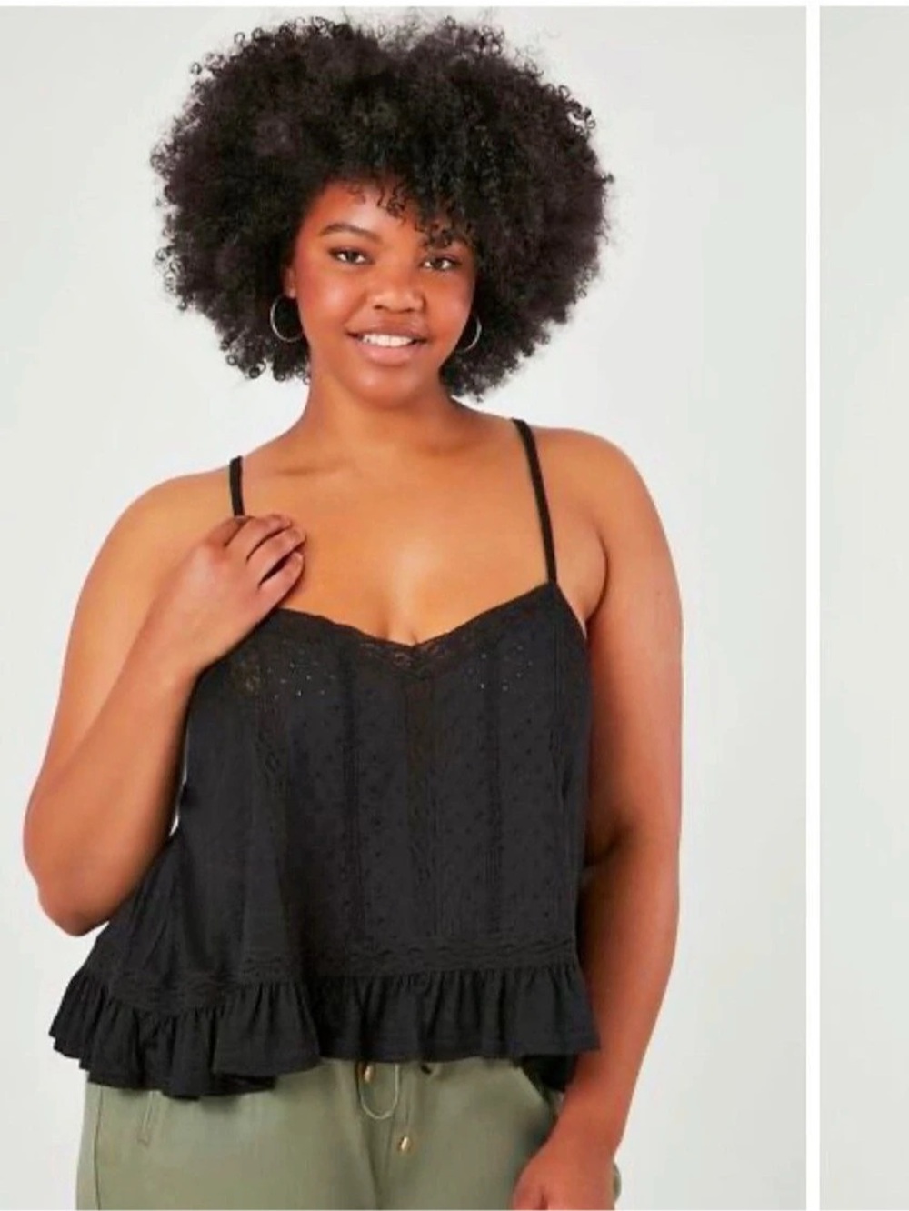 Forever 21 Black Lace Ruffle Cami Size 3X NOWT